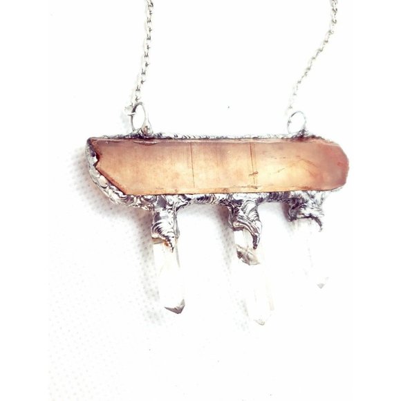 Tangerine quartz statement necklace handmade crystal necklace - Picture 11 of 12